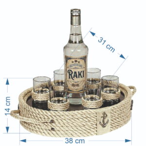 Rakı Bardaklı Tepsi | Bej - Görsel 3
