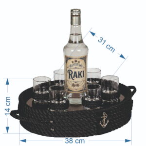 Rakı Bardaklı Tepsi | Siyah - Görsel 3